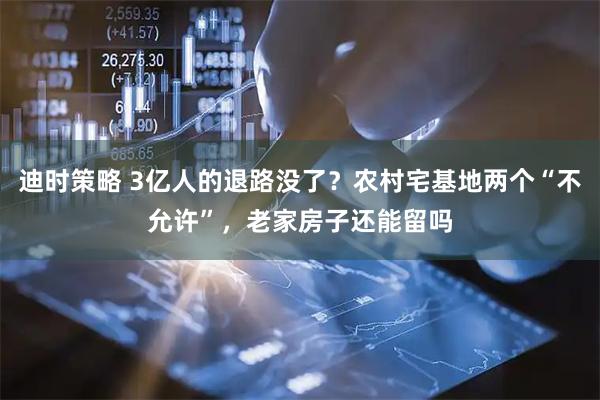 迪时策略 3亿人的退路没了？农村宅基地两个“不允许”，老家房子还能留吗